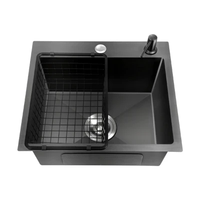 Fregadero de cocina negro de acero inoxidable