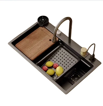 Fregadero de cocina del acero inoxidable del grifo de la cascada SS304
